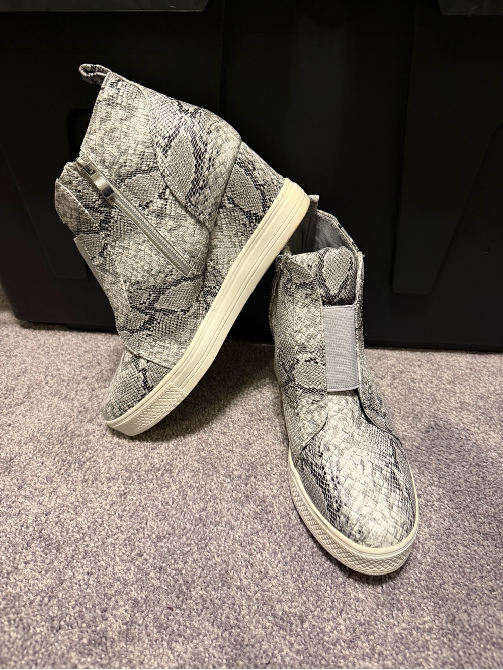CCOCCI Gray Snake-Print High-Top Slip-On Sneakers